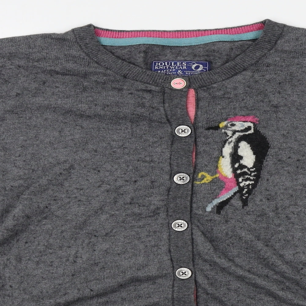 Joules Womens Grey   Cardigan Jumper Size 10  - bird