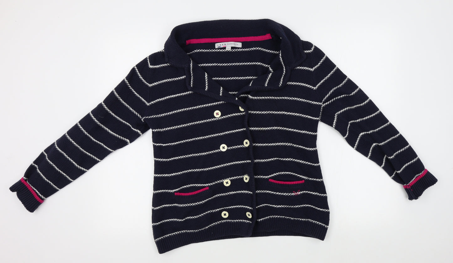 crew clothing co Womens Blue Striped  Cardigan Jumper Size 14