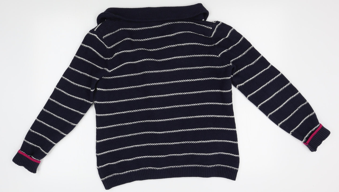 crew clothing co Womens Blue Striped  Cardigan Jumper Size 14