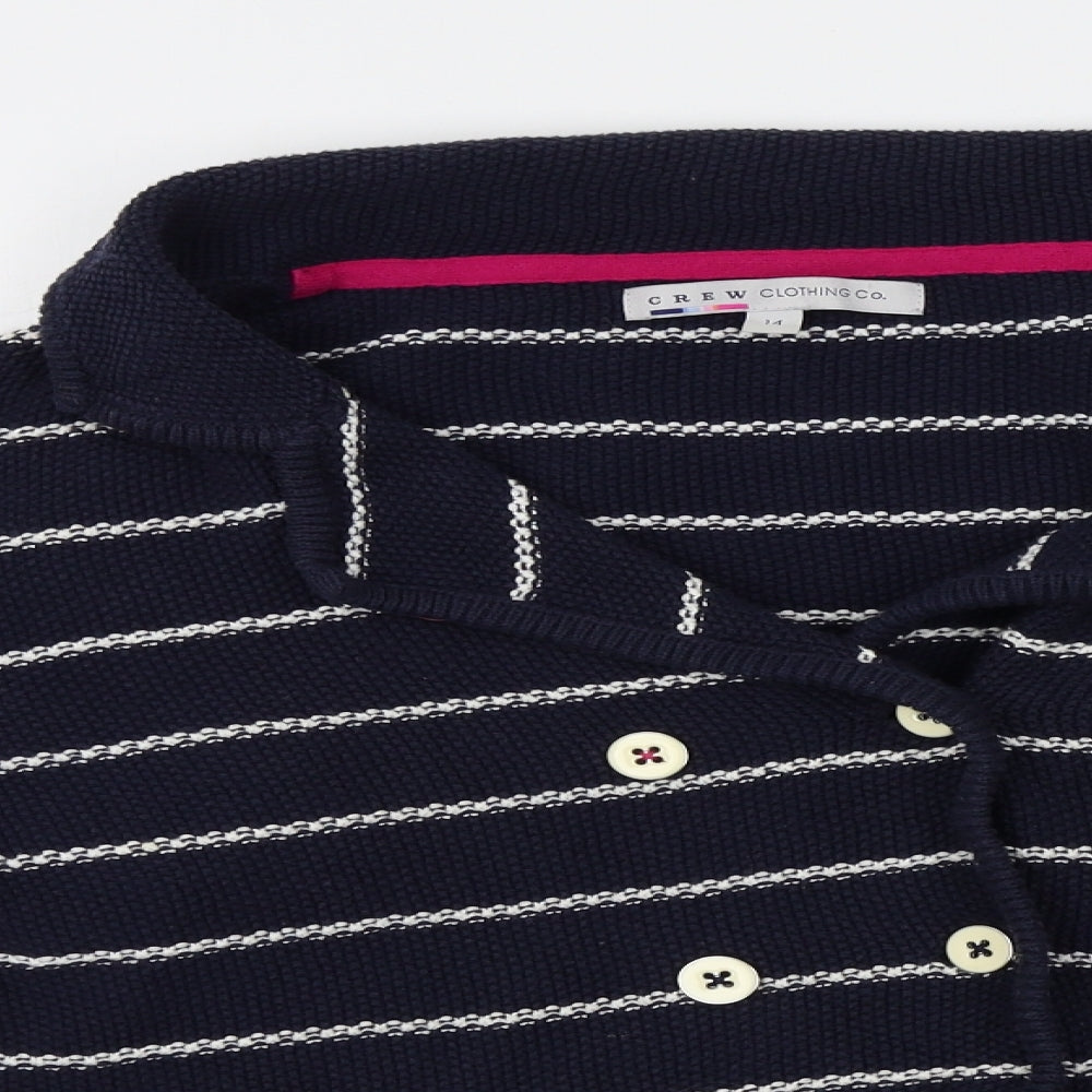 crew clothing co Womens Blue Striped  Cardigan Jumper Size 14
