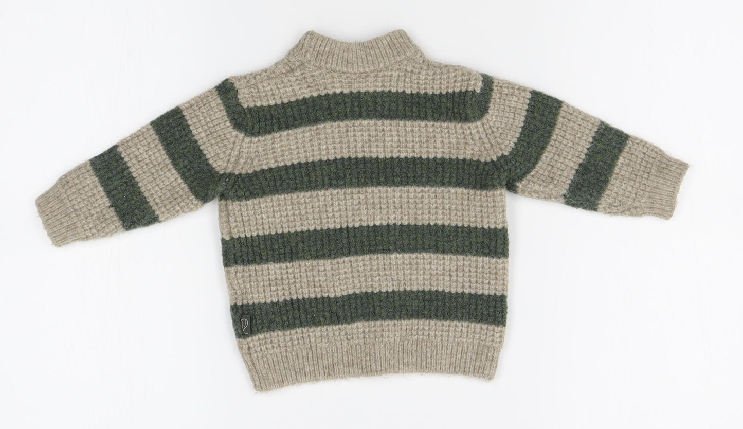 Zara Baby Beige Striped  Pullover Jumper Size 9-12 Months