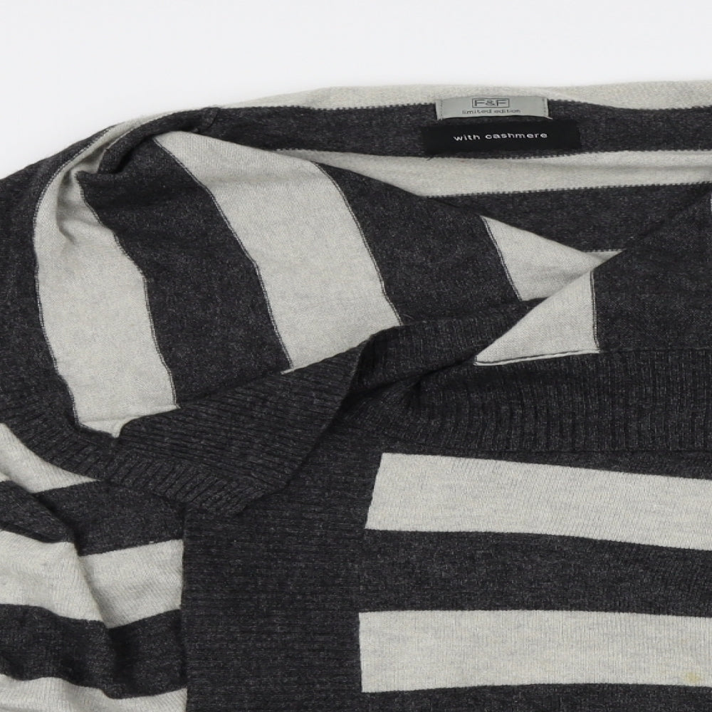 F&F Womens Grey Striped  Wrap Jumper Size 14