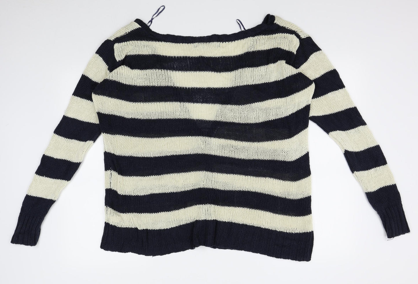 NEXT Womens White Striped  Cardigan Jumper Size 16