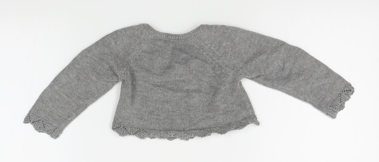 Matalan Girls Grey Floral  Cardigan Jumper Size 9-12 Months
