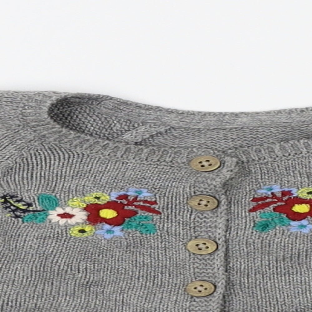 Matalan Girls Grey Floral  Cardigan Jumper Size 9-12 Months