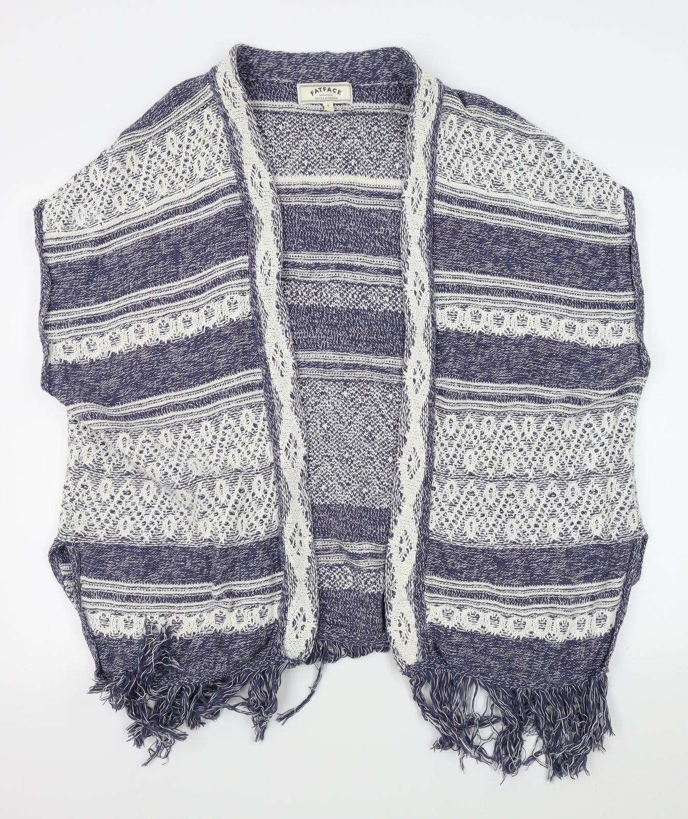 Fat Face Womens Blue Fair Isle  Cape Jumper Size S