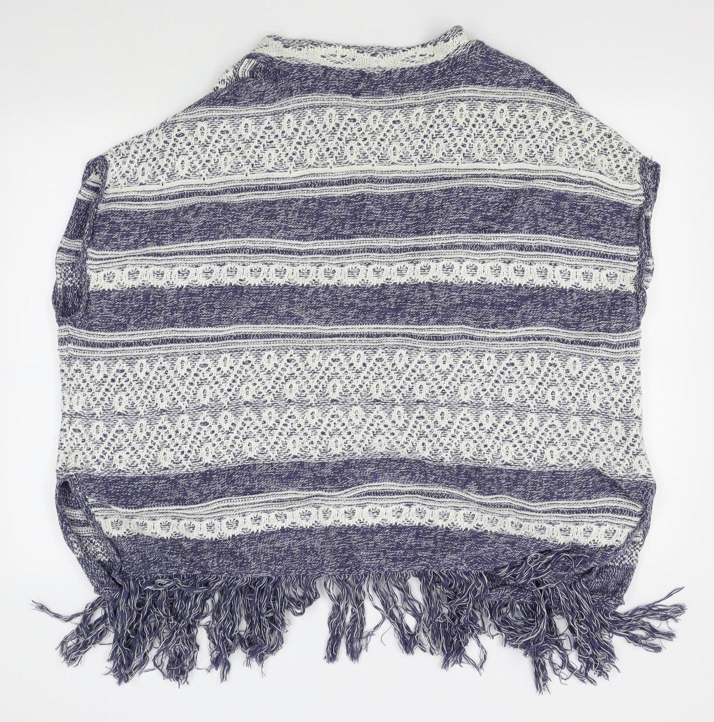 Fat Face Womens Blue Fair Isle  Cape Jumper Size S