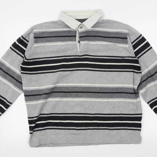 M&S Mens Grey Striped  Pullover Jumper Size L