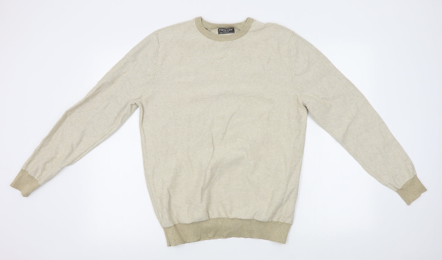 Primark Mens Beige Striped  Pullover Jumper Size M