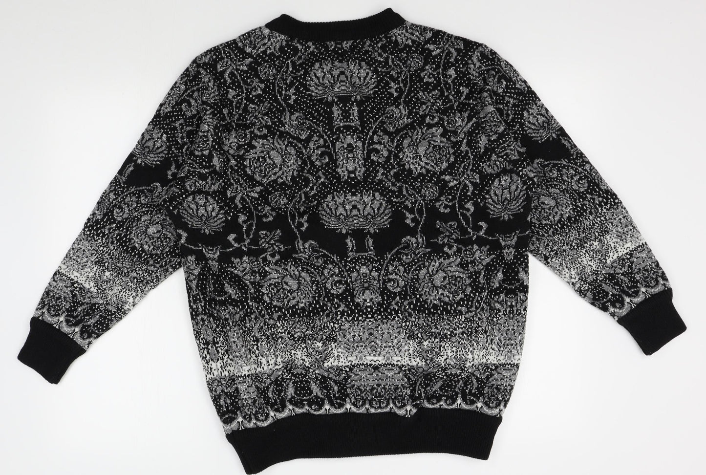 Reflect Womens Black Floral  Cardigan Jumper Size L