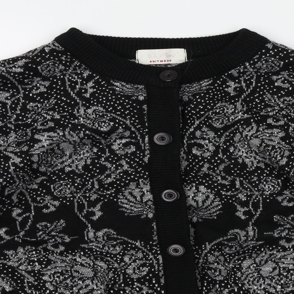 Reflect Womens Black Floral  Cardigan Jumper Size L