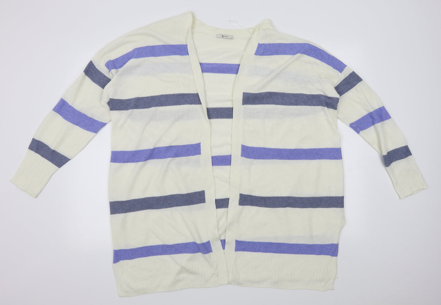 TU Womens White Striped  Cardigan Jumper Size 20