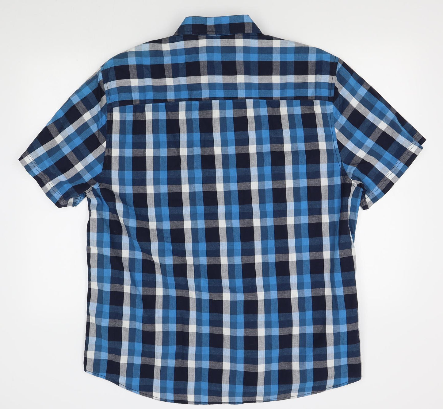 acw85 Mens Blue Plaid   Button-Up Size 2XL