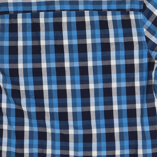 acw85 Mens Blue Plaid   Button-Up Size 2XL