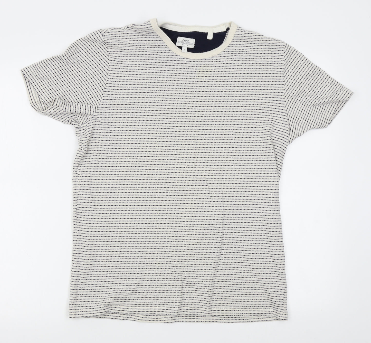 NEXT Mens White Striped   T-Shirt Size M