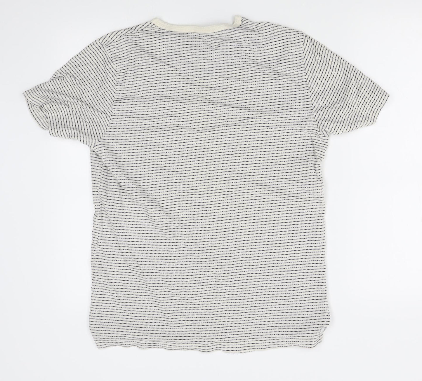 NEXT Mens White Striped   T-Shirt Size M