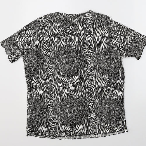 Forever Womens Black Animal Print  Basic Blouse Size L