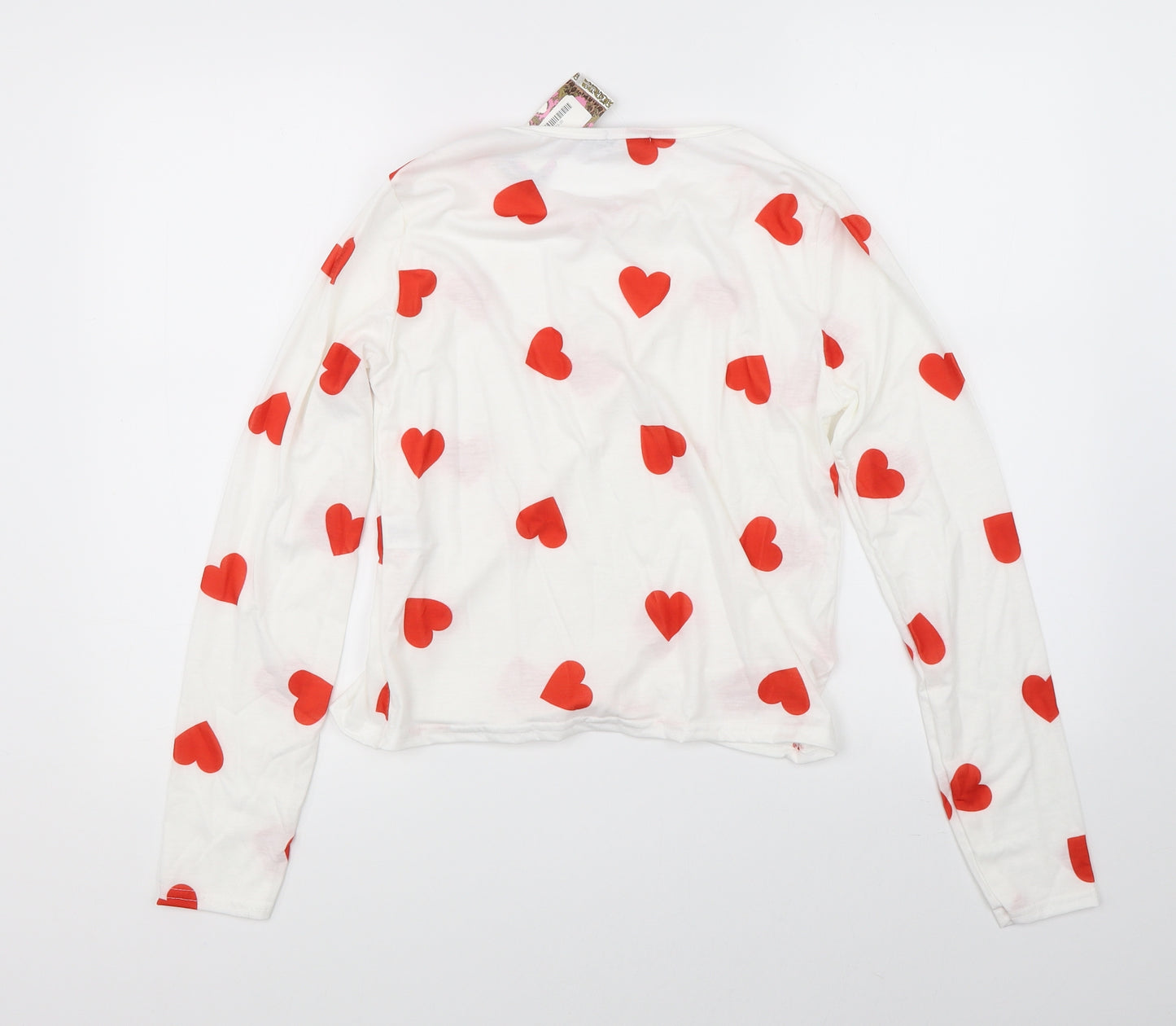 Boohoo Womens White Polka Dot   Pyjama Top Size 12  - love hearts