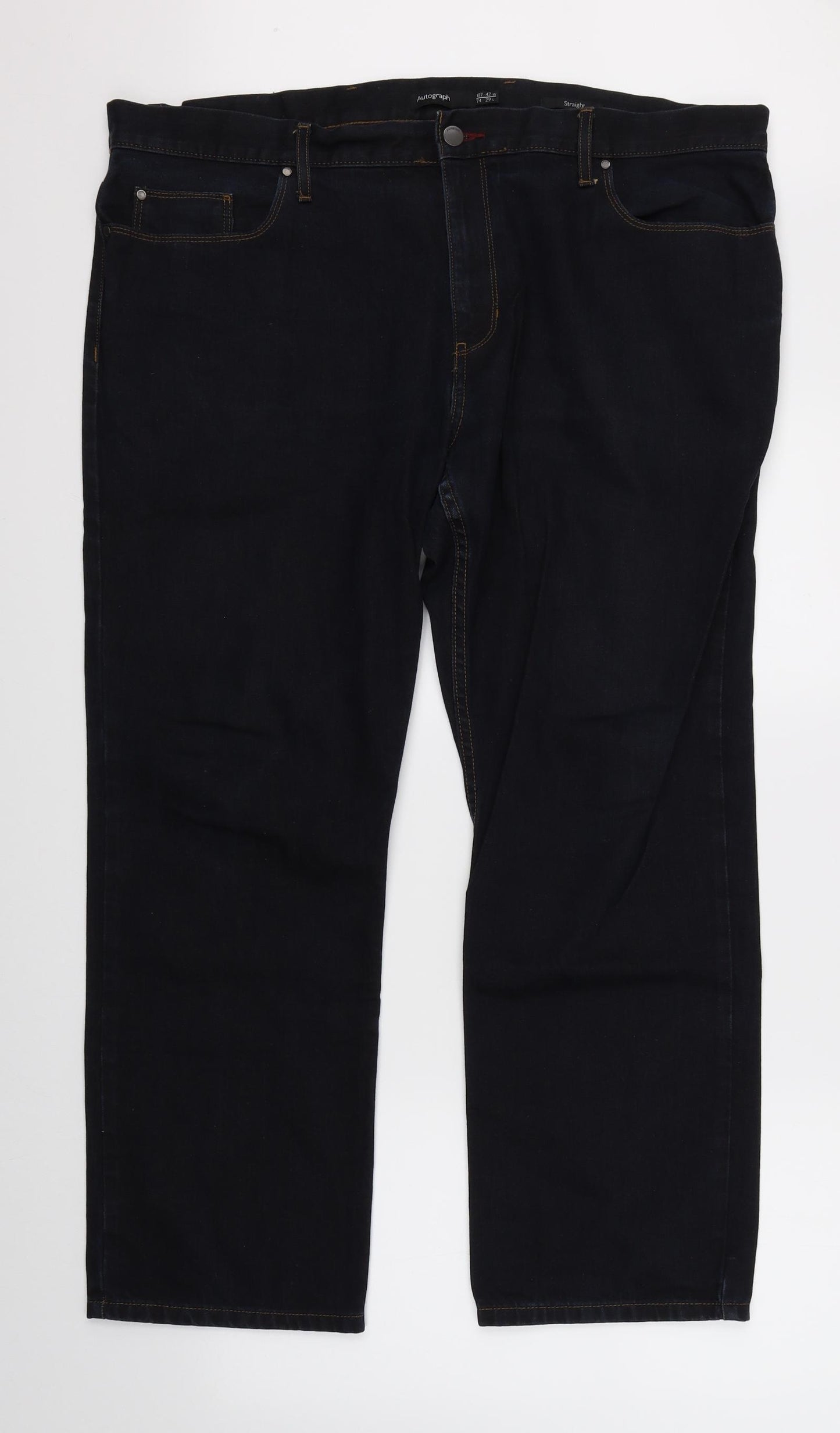 Marks & Spencer Mens Black  Denim Straight Jeans Size 42 L29 in