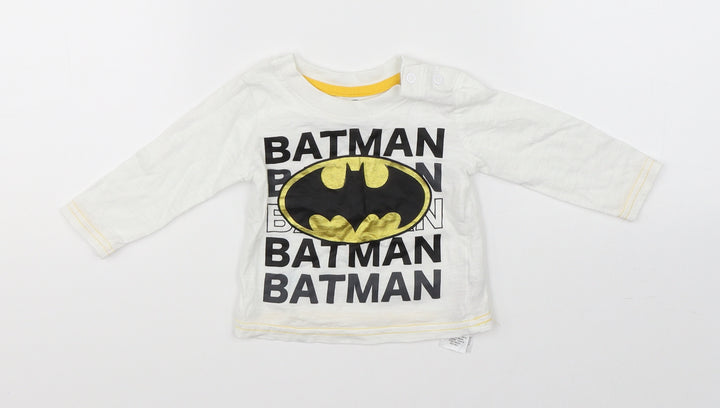 Primark Boys White Basic T-Shirt Size 0-3 Months - batman