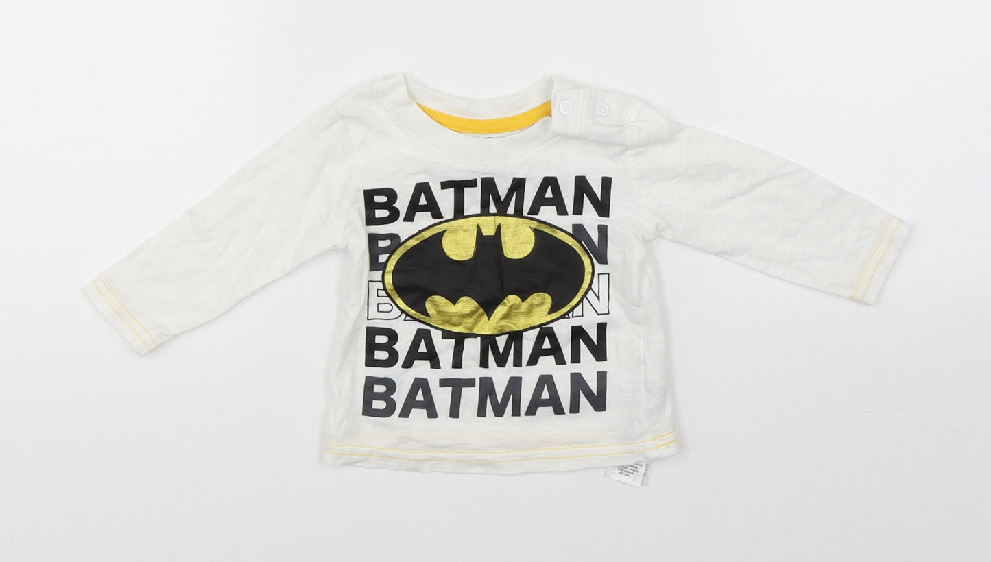 Primark Boys White   Basic T-Shirt Size 0-3 Months  - batman