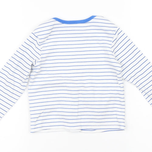 Nutmeg Boys White Striped  Basic T-Shirt Size 18-24 Months  - tractor