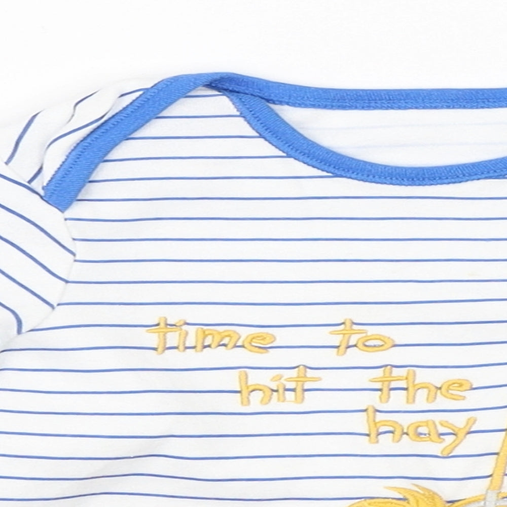 Nutmeg Boys White Striped  Basic T-Shirt Size 18-24 Months  - tractor