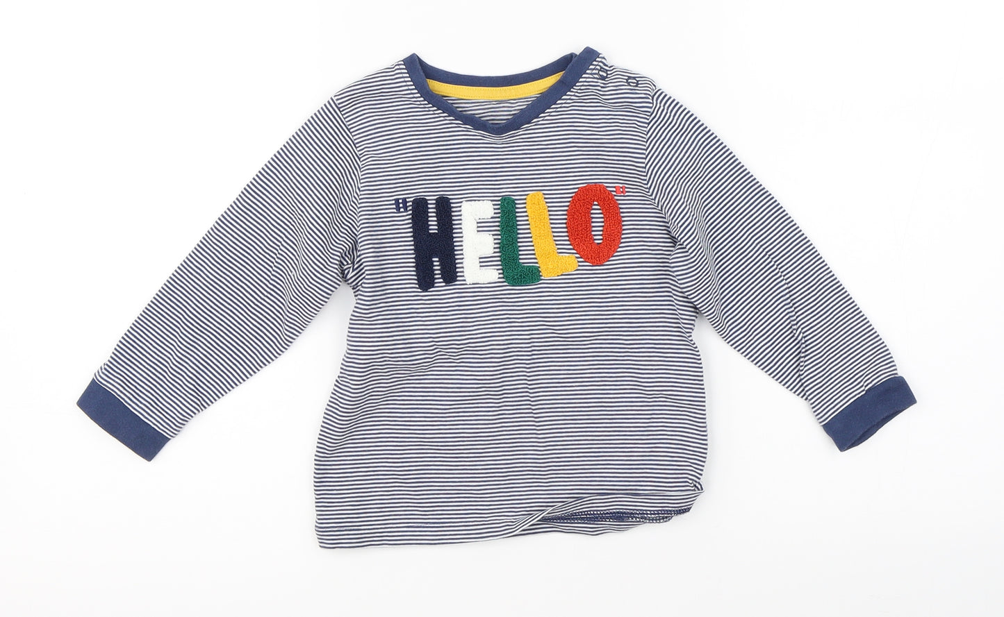 Marks & Spencer Boys Blue Striped  Basic T-Shirt Size 18-24 Months