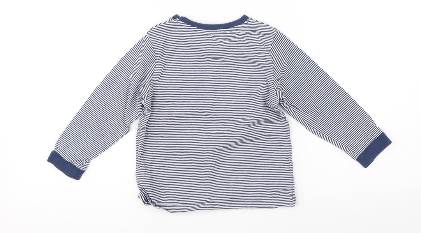 Marks & Spencer Boys Blue Striped  Basic T-Shirt Size 18-24 Months