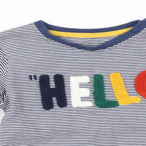 Marks & Spencer Boys Blue Striped  Basic T-Shirt Size 18-24 Months