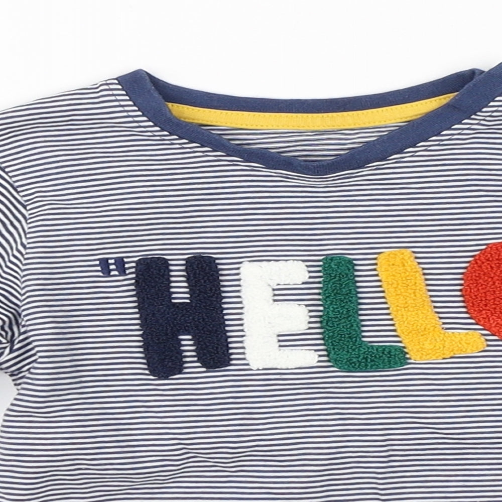 Marks & Spencer Boys Blue Striped  Basic T-Shirt Size 18-24 Months