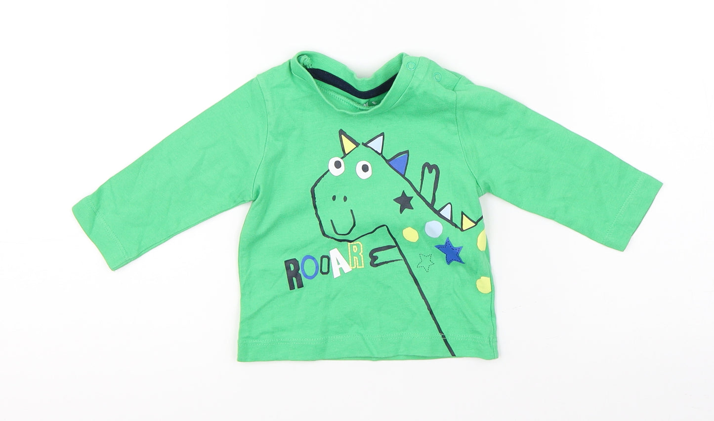 Nutmeg Boys Green   Basic T-Shirt Size 0-3 Months  - dinosaur