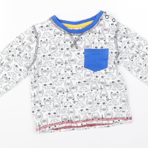 TU Boys White   Basic T-Shirt Size 6-9 Months  - cars