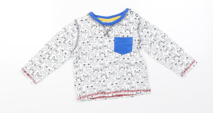 TU Boys White   Basic T-Shirt Size 6-9 Months  - cars
