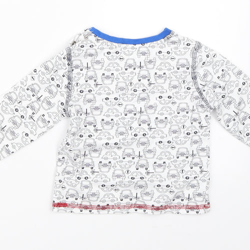 TU Boys White   Basic T-Shirt Size 6-9 Months  - cars