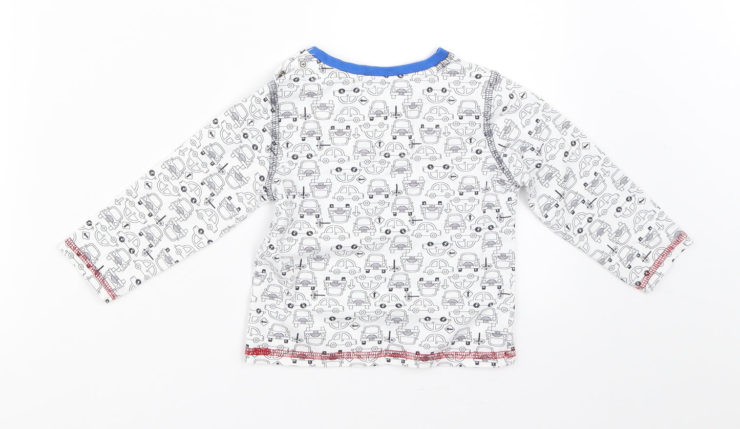 TU Boys White   Basic T-Shirt Size 6-9 Months  - cars