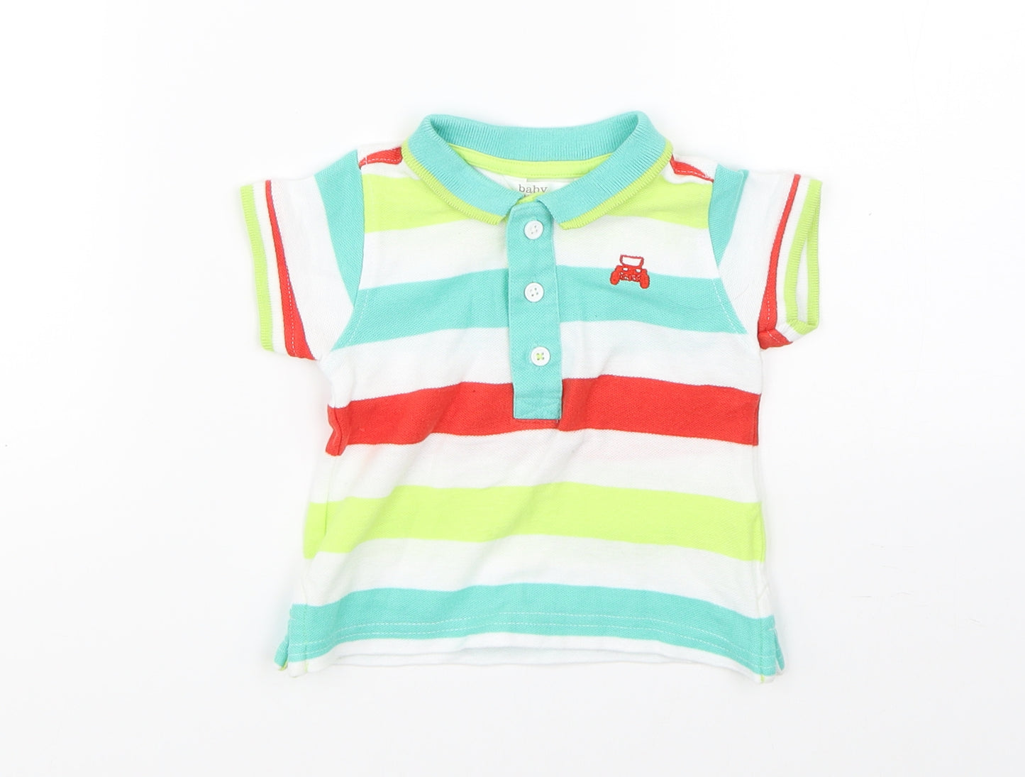 Baby Boys Green Striped  Basic Polo Size 3-6 Months