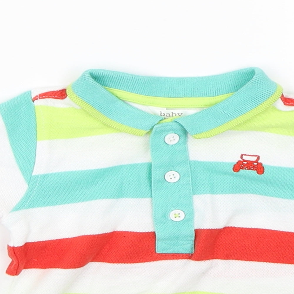 Baby Boys Green Striped  Basic Polo Size 3-6 Months