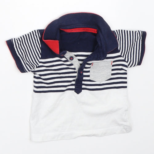 George Boys Blue Striped  Basic Polo Size 3-6 Months