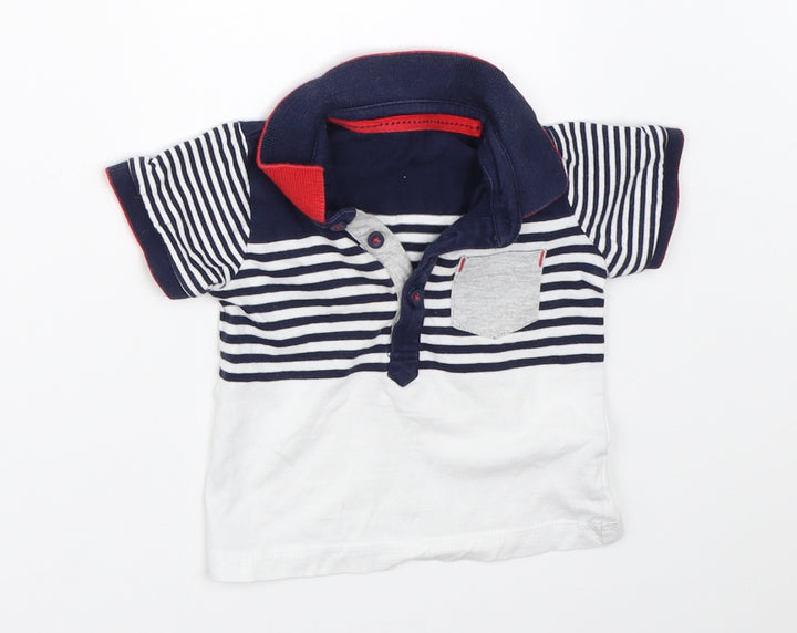 George Boys Blue Striped Basic Polo Size 3-6 Months