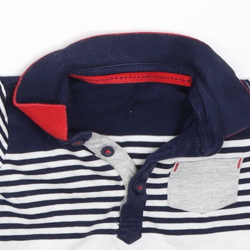 George Boys Blue Striped  Basic Polo Size 3-6 Months