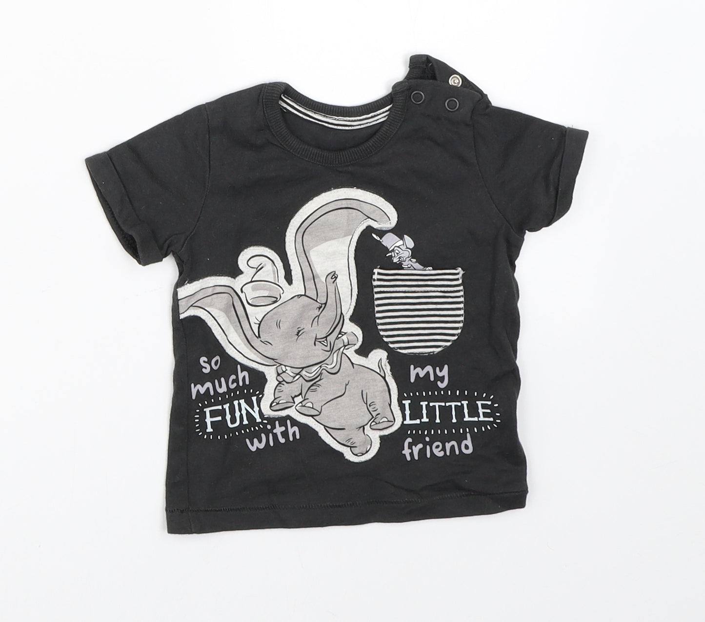 George Boys Black   Basic T-Shirt Size 3-6 Months  - disney dumbo