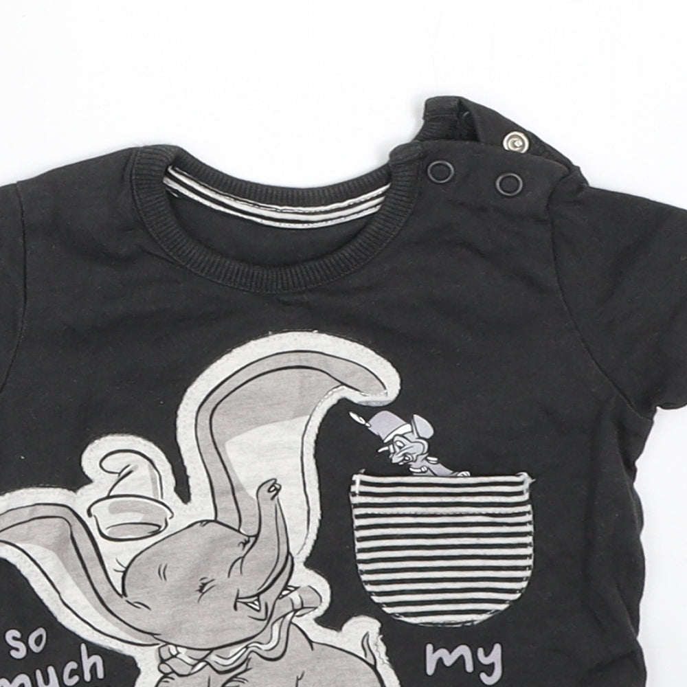 George Boys Black   Basic T-Shirt Size 3-6 Months  - disney dumbo