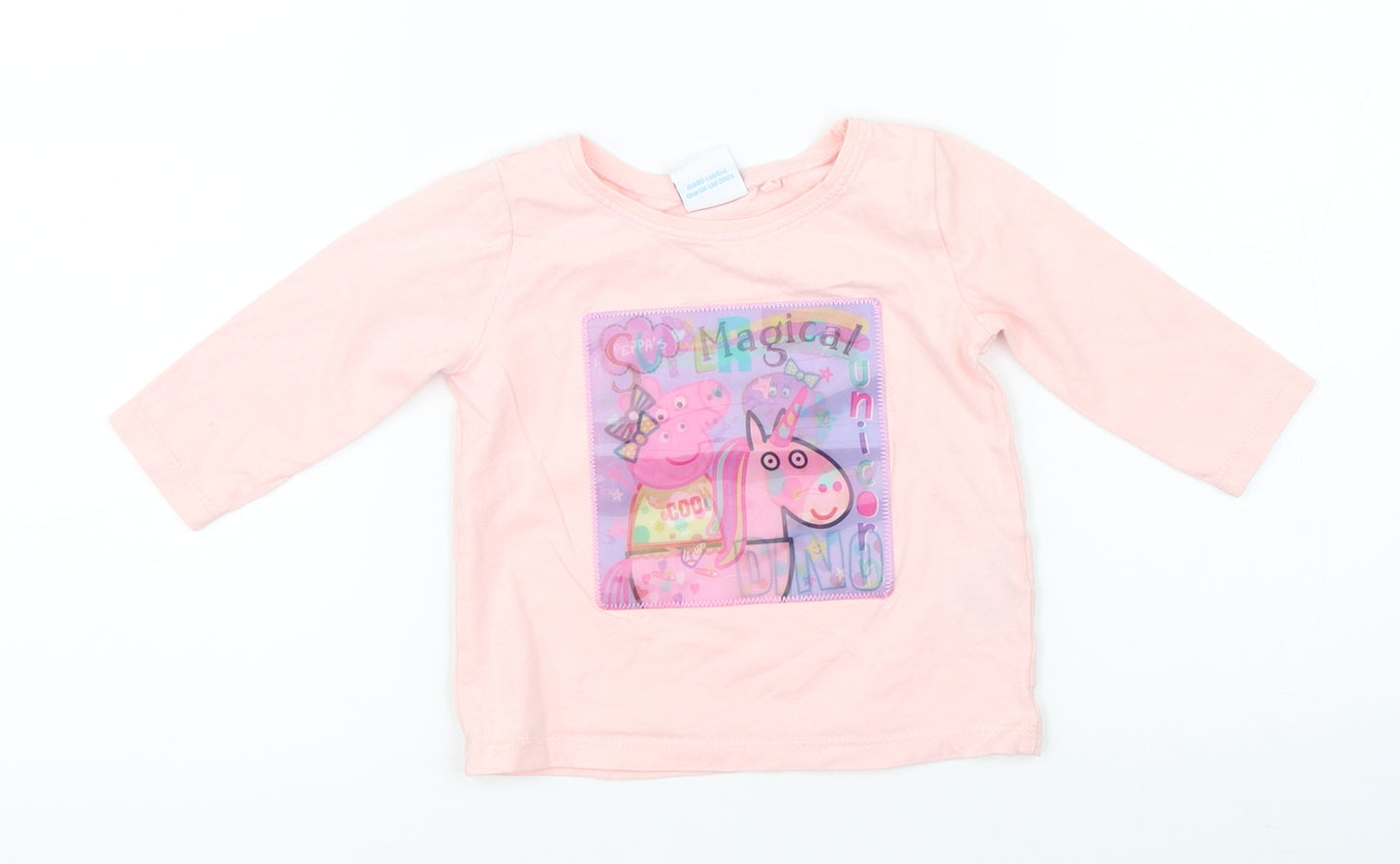 Peppa Pige Girls Pink   Basic T-Shirt Size 3-6 Months  - Peppa Pige