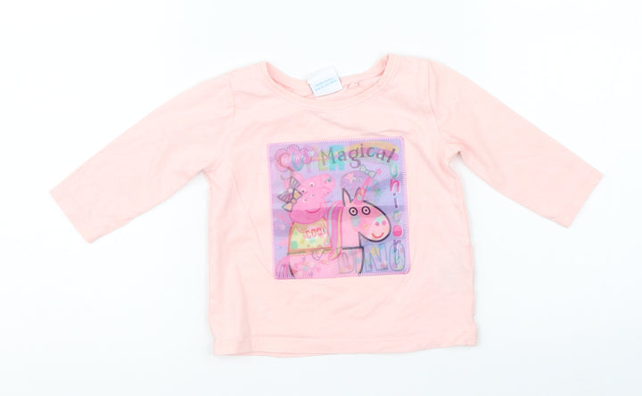 Peppa Pige Girls Pink   Basic T-Shirt Size 3-6 Months  - Peppa Pige
