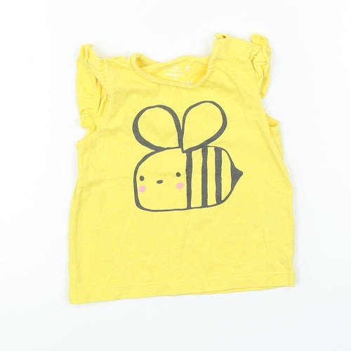 F&F Girls Yellow   Basic T-Shirt Size 3-6 Months  - bee