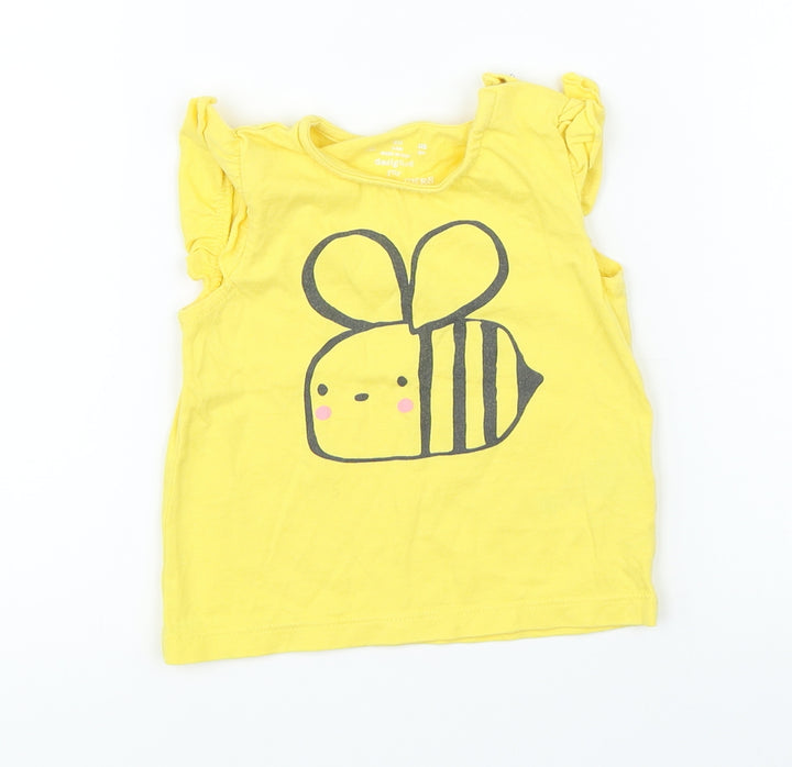 F&F Girls Yellow   Basic T-Shirt Size 3-6 Months  - bee