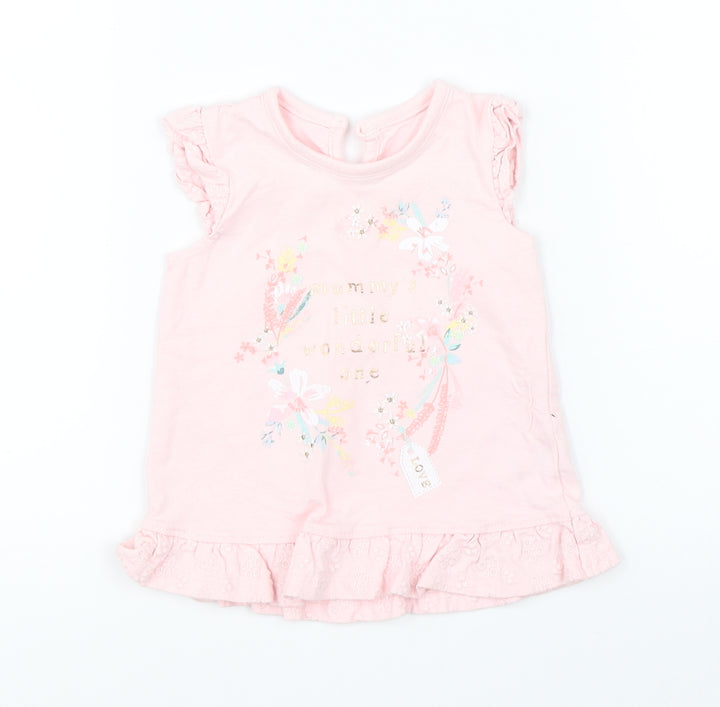 George Girls Pink Basic T-Shirt Size 3-6 Months
