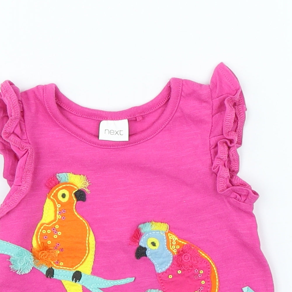 NEXT Girls Pink   Basic T-Shirt Size 3-6 Months  - birds