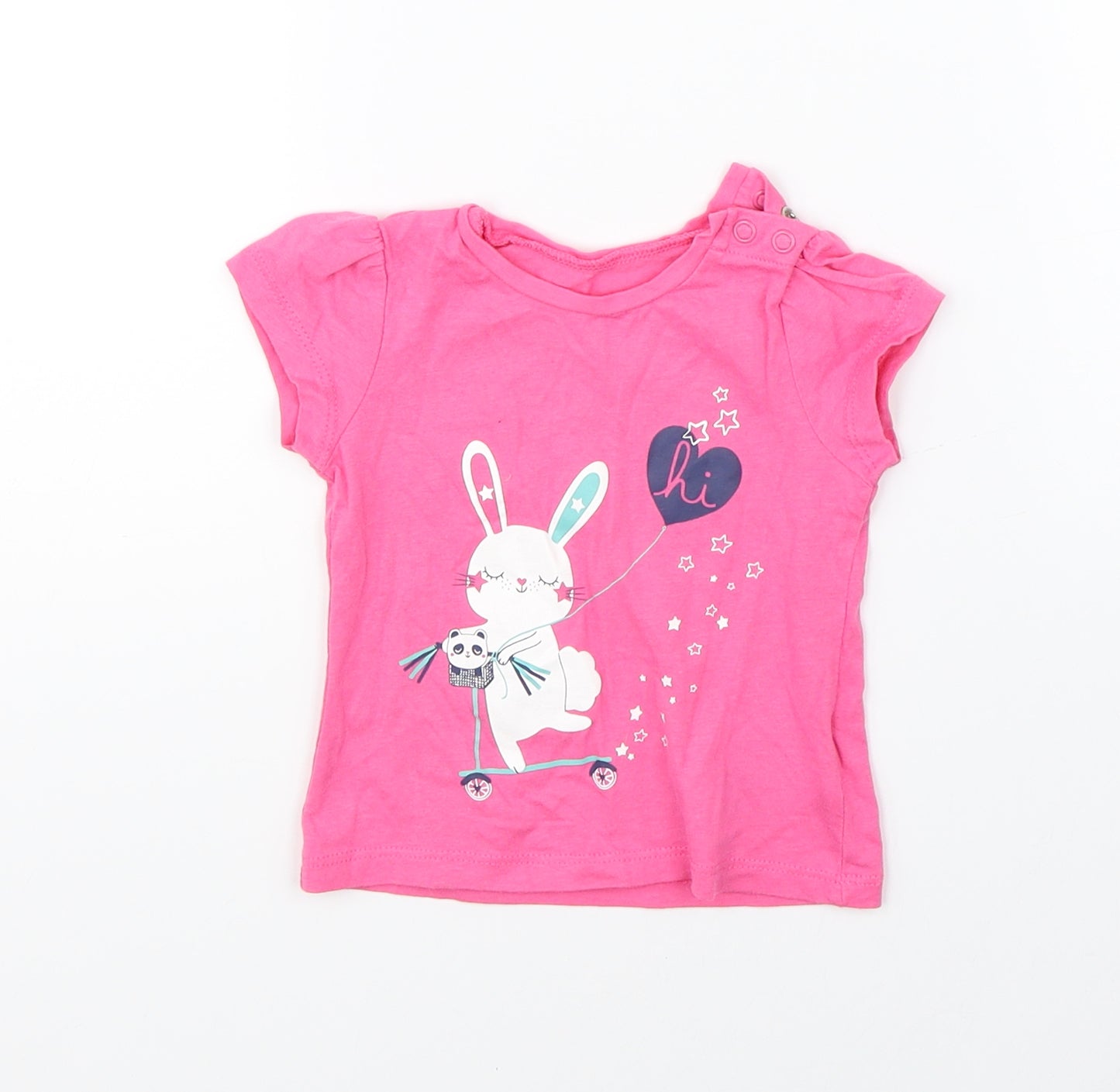 Mothercare Girls Pink   Basic T-Shirt Size 6-9 Months  - rabbit